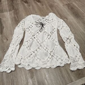 White Crochet Lace Festival Top